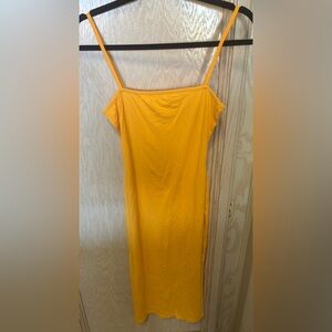 Heart &‎ Hips Yellow Spaghetti Strap Dress w/ Side Slit